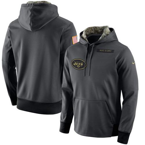 Men's New York Jets Nike Anthracite Salute to Service Player Performance Hoodie - Click Image to Close